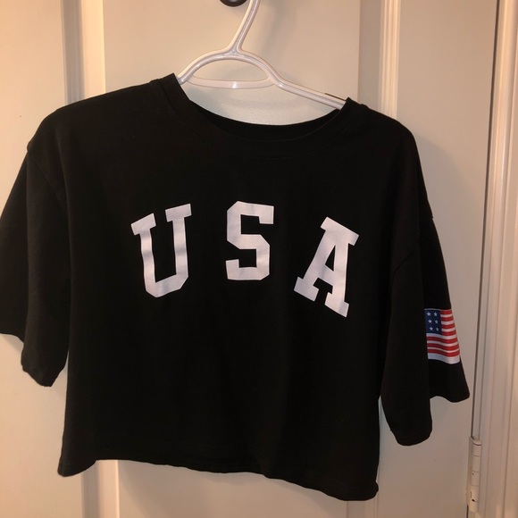 USA graphic tshirt crop top - Picture 1 of 4